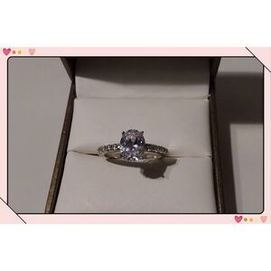 1.67 Ct. Oval/Round Pave Genuine Diamond Simulant Engagement/Bridal Ring Sz 8